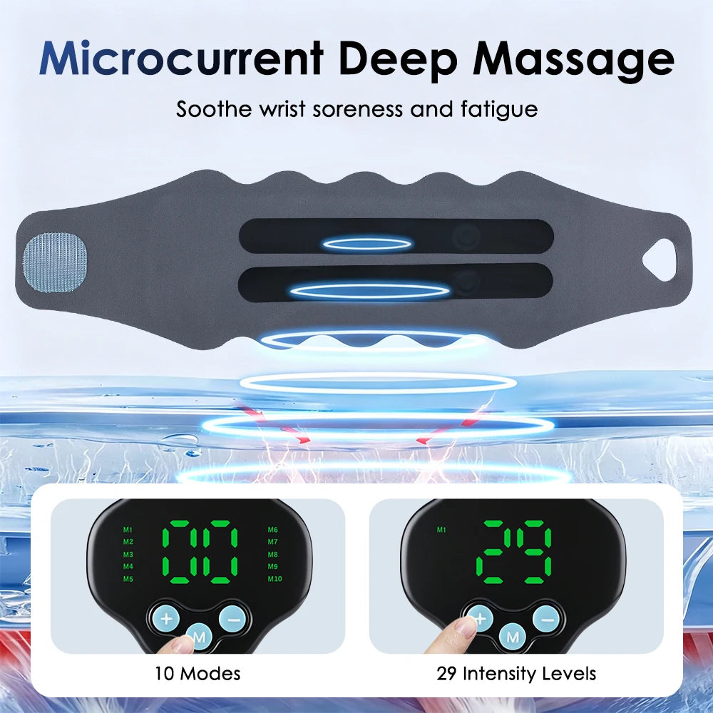 EMS Electric Wrist Hand Massager Rechargeable Vibration Massage Wrist Support Protect Strap for Carpal Tunnel Fatigue Relief