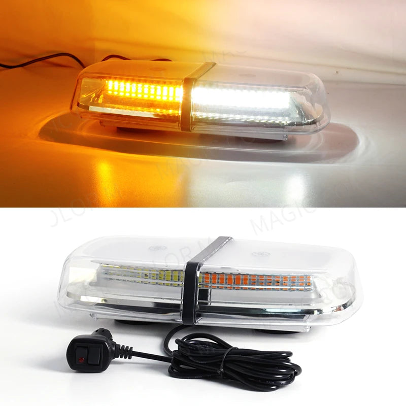 12V 24V Amber Yellow Truck Car Led Strobe Roof Lights Becaon Warning Emergency Rescue Magnetic Vehicle Ambulance 72SMD