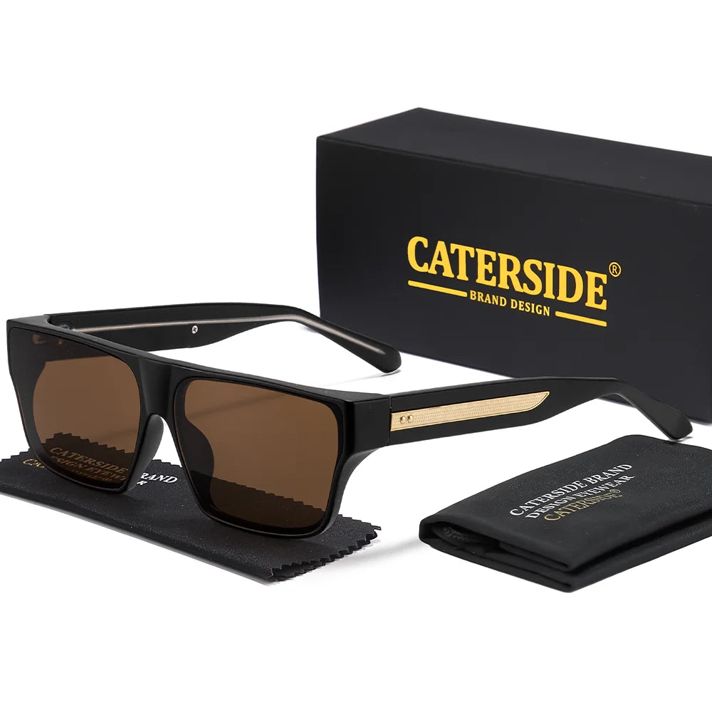 CATERSIDE Men Fashionable Sunglasses Thick Square Frames Personalized Design Outdoors Travel Versatile Essential Glasses UV400