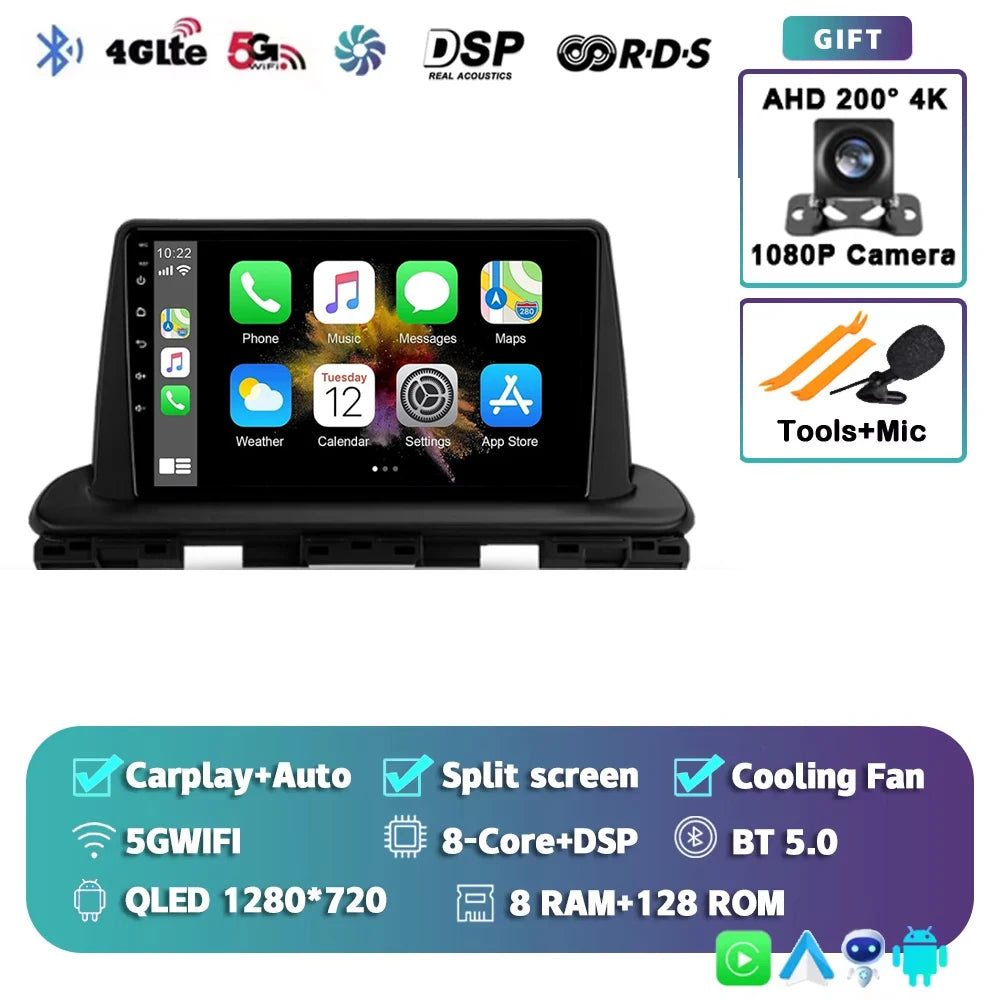 For Kia Forte Cerato 4 IV 2018 - 2021 Android 15 Carplay Auto Car Radio Multimedia Stereo Video Player GPS Navigation WIFI 4G BT