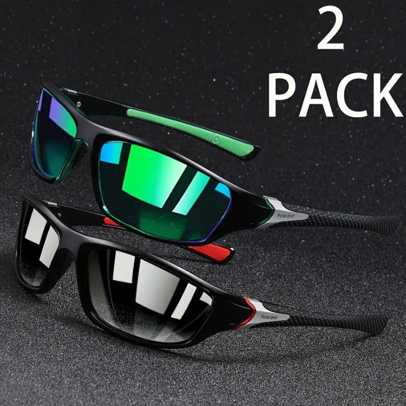 2pcs Set Men'S Classic Oval Glasses Fashion Sunglasses Casual Outdoor Sports Riding Glasses Ideal Choice for Holiday Gifts