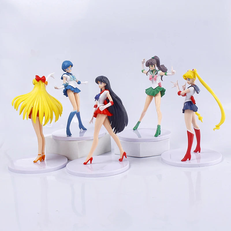 5pcs-Set Sailor Moon Mizuno Ami Tsukino Hino Rei Aino Minako Action Figure Model