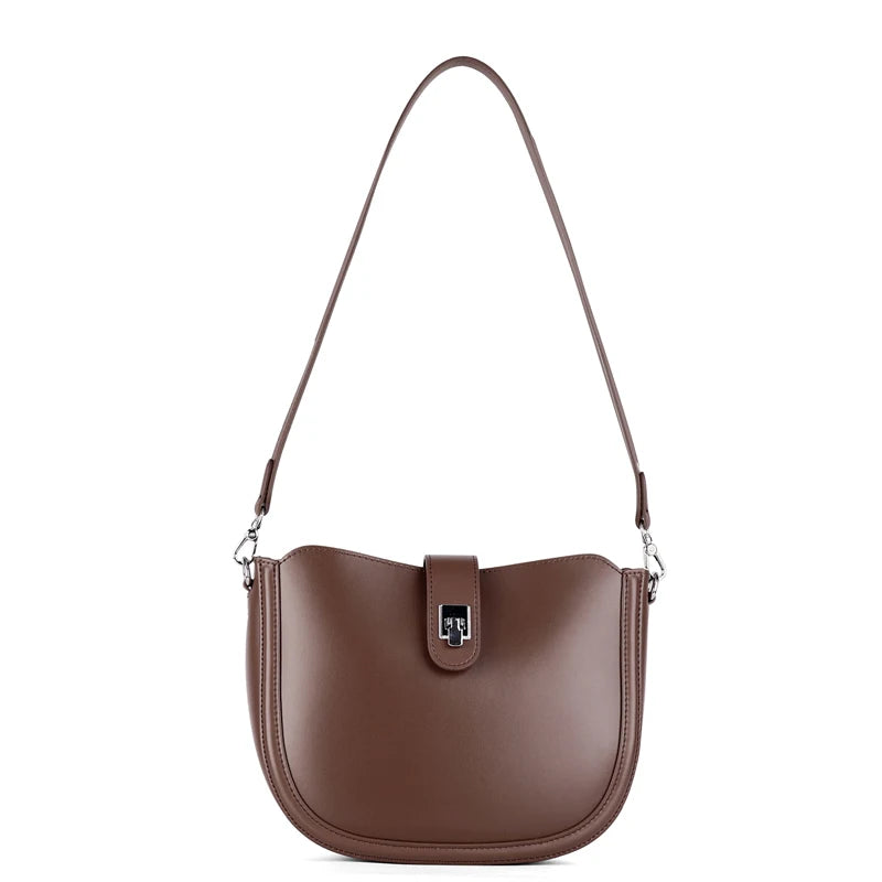Women's fashion cowhide Genuine Leather Crossbody Handbag Female Vintage Underarm Shoulder Bag luxury designer Messenger Bag
