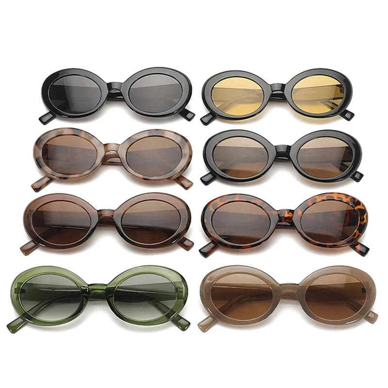 JNPCXI Oval Jelly Color Women Sunglasses Fashion Black Light Tea Shades UV400 Men Trending Gradient Sun Glasses