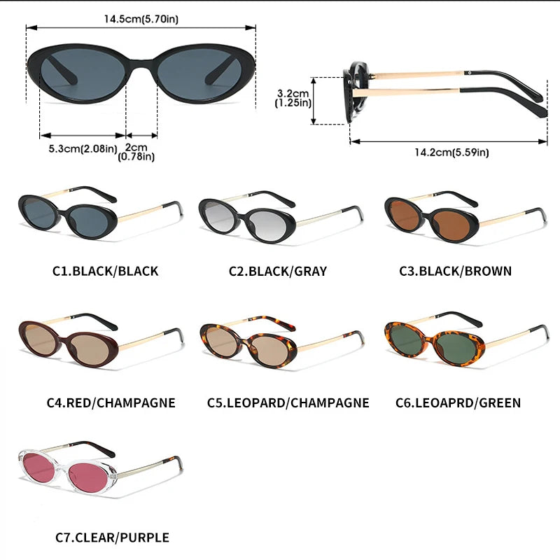 JNPCXI New Retro Oval Sunglasses Women Gradient Leopard UV400 Fashion Punk Men Trending Sun Glasses