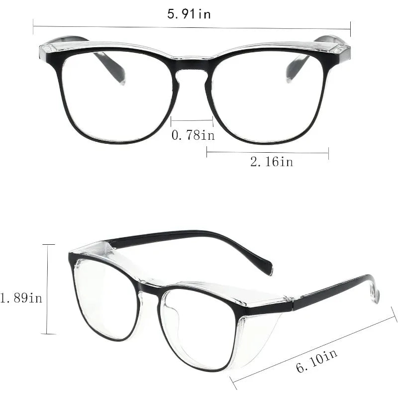 3pcs Anti Fog Safety Glasses with Side Guard and Wide Lens Cover - Anti Blue Light, Lightweight and Comfortable