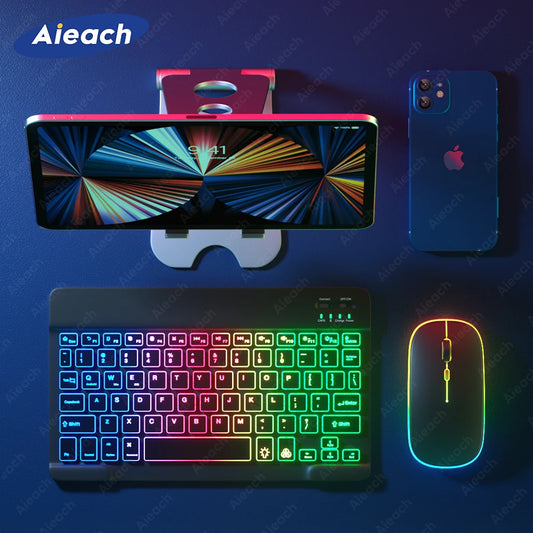 Keyboard For Phone Android iOS Windows Tablet Wireless Mouse Bluetooth Backlit