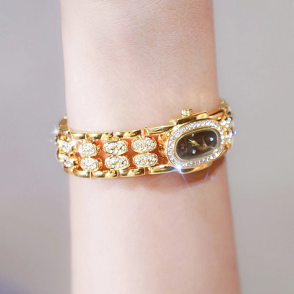 Fashion Womens Watches Gold Bracelet Stainless Steel Quartz Clock Vintage Ladies Watch Diamond Wristwatches Gifts