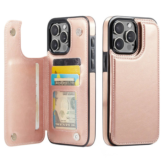 Pink Wallet Card Holder Case iPhone 16 15 14 13 12 Pro Max XS XR Leather Cover