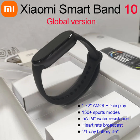 Xiaomi Smart Band 10 1.72" Display Heart Rate 5ATM Waterproof Sports Bracelet