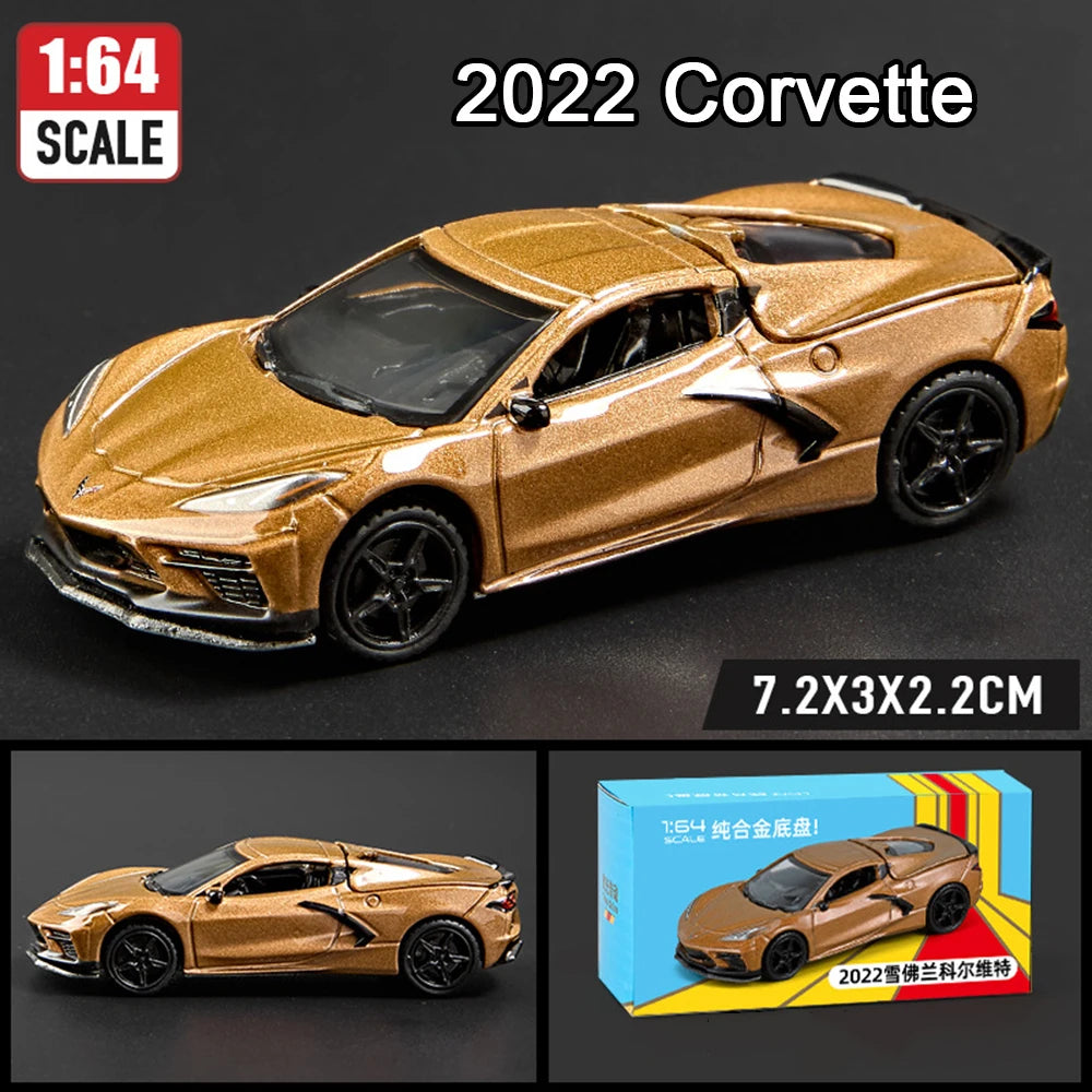 1:64 Alloy Sports Car Series Firebird JDM Daytona Stardust Corvette T1 Minivan GT500 Diecast Models Toys Boys Collecting Hobbies