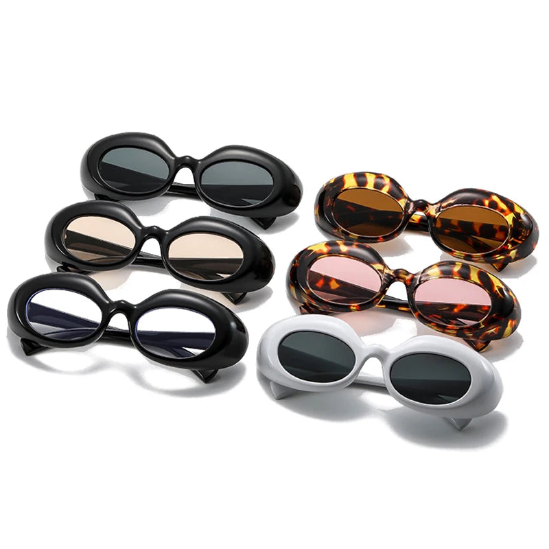 JNPCXI New Retro Oval Women Men Sunglasses Leopard Punk UV400