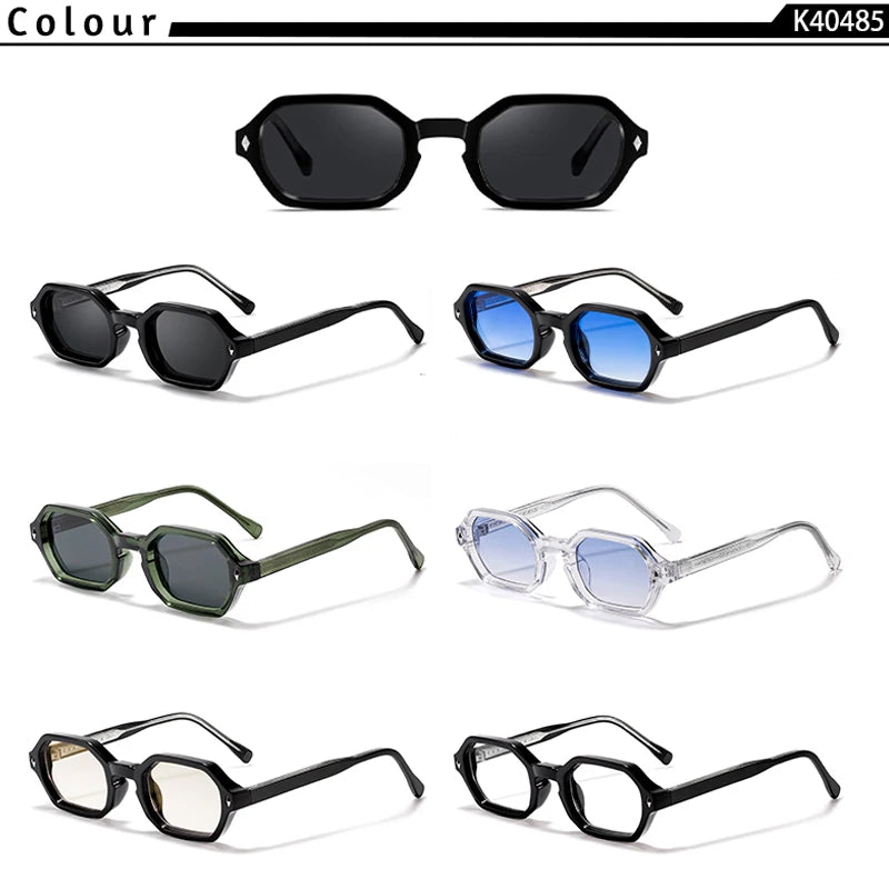 CATERSIDE Fashion Polygon Sunglasses Men Small Frame Gradient Lens Sun Glasses for Summer Beach Party Ideal Choice for Gifts
