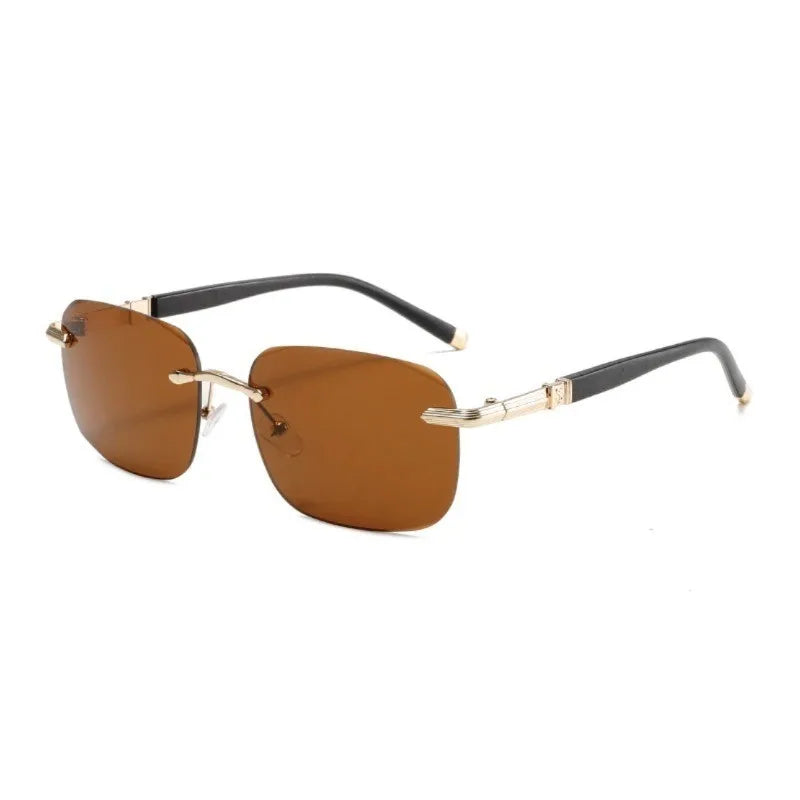 2PCS High Quality Rimless Diamond Cut Lens UV400 Sunglasses Fashion Square Metal Legs Glasses for Men Women