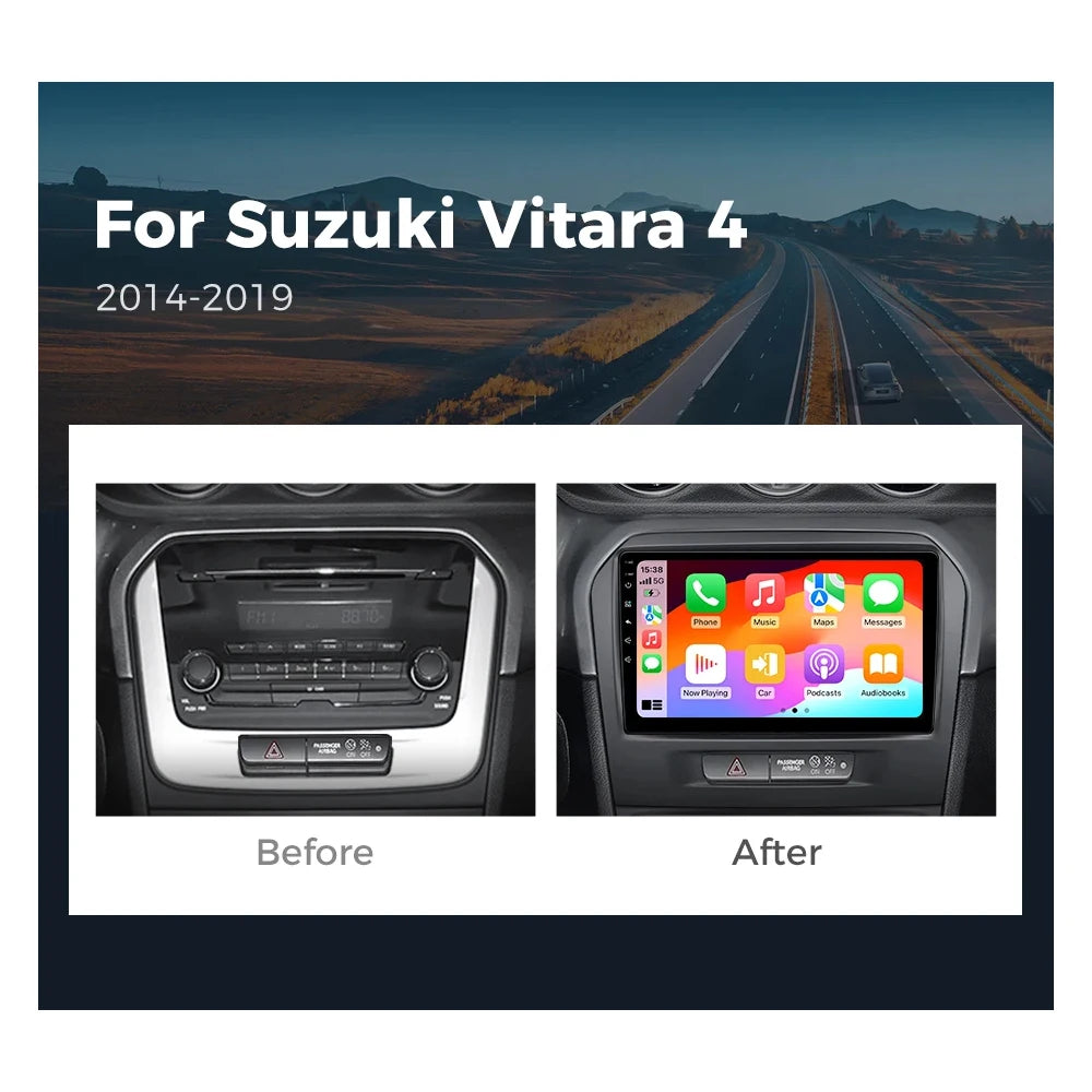 Android 15 2K For Suzuki Vitara 4 2013-2019 12+256GB WIFI Car Multimedia Player wireless Carplay Android Auto 4G Wifi GPS stereo