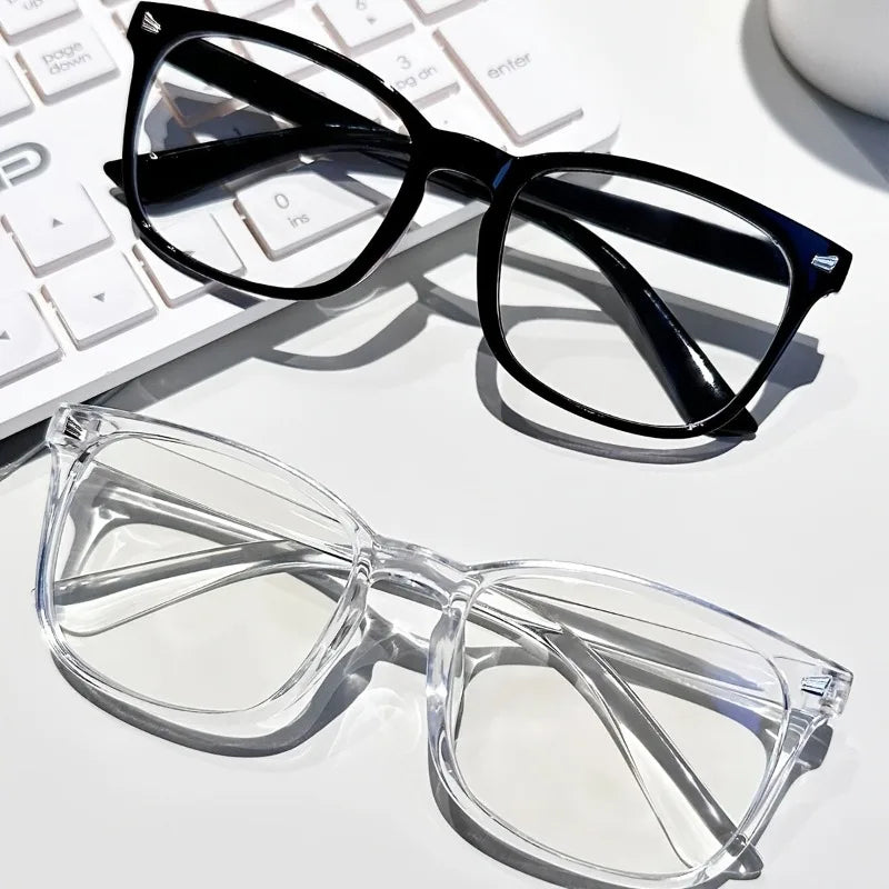 2 Pairs of Women's Square Decorated Black Transparent Blackout Glasses AccessoriesSuitable for Daily Wearing