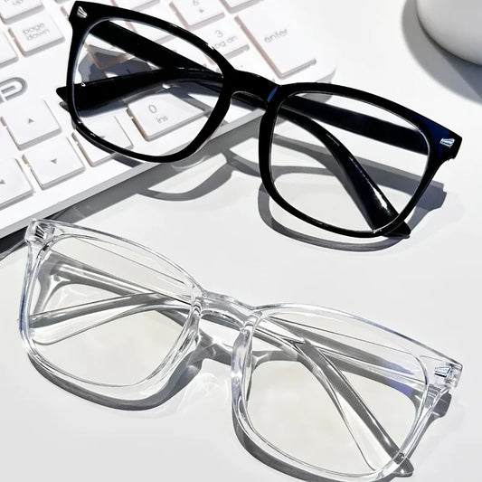 2 Pairs of Women's Square Decorated Black Transparent Blackout Glasses AccessoriesSuitable for Daily Wearing