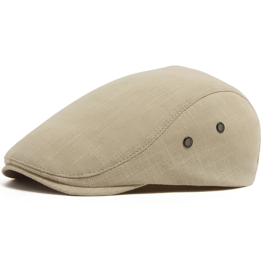 Men Linen Flat Cap Summer Breathable Newsboy Ivy Gatsby Beret Hat Wmoen Casual Vintage Driving Cabbie Hat With Ventilation Holes