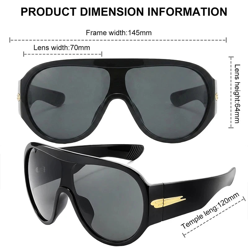 JNPCXI Oversized One-Piece Shield Sunglasses Women Luxury Brand Flat Top Windproof Sun Glasses Ladies Y2K Punk Goggle Shades