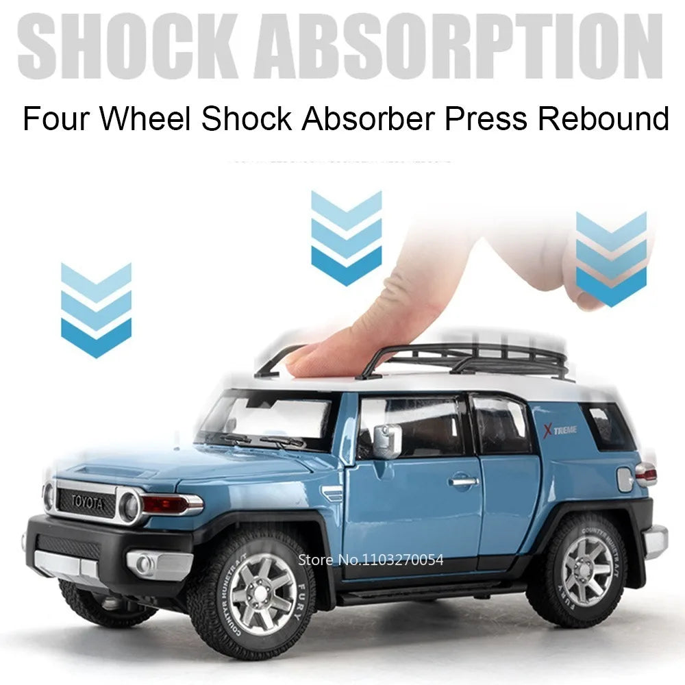 1:24 FJ Cruiser Prado LC250 Car Model Alloy Diecast Toy Doors Opened Sound Light Pull Back Miniature Cars Exquisite Collectibles