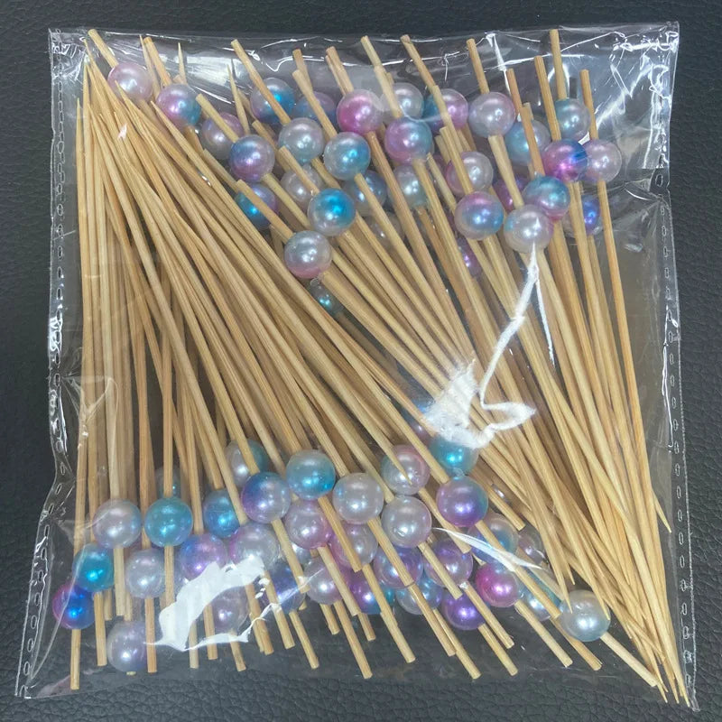 100pcs Cocktail Picks, 4.7 Inch Toothpicks For Drinks, Desserts, Party Fancy Toothpicks Faux Pearl Mini Food Picks Decorative