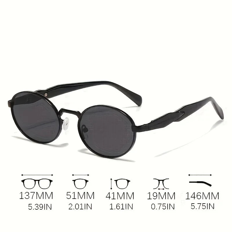 Vintage Sunglasses for Women, UV400 Metal Oval Frame Retro Shades