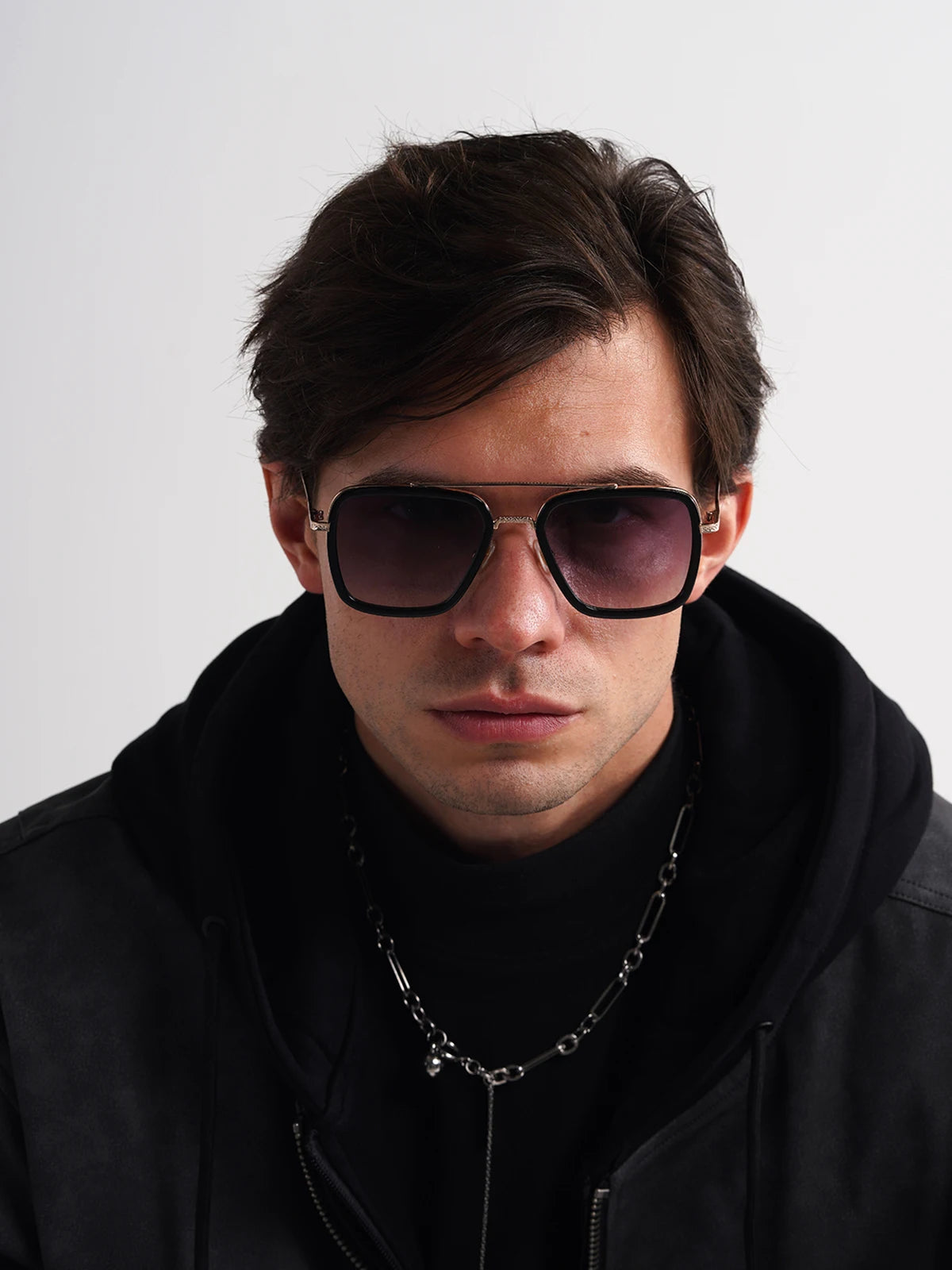 Ruiao 2026 Square Mens Designer Sunglasses Metal Frame Gradient Luxury Shades UV400 Rectangle Pilot Sun Glasses for Men