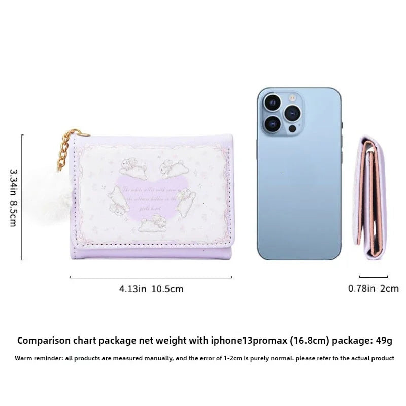 1 Pc Cute Student PU Leather Coin Purse Simple 3 Folds INS Style Credit Card Holoder Wallets Portable Cute Small Storage Bag