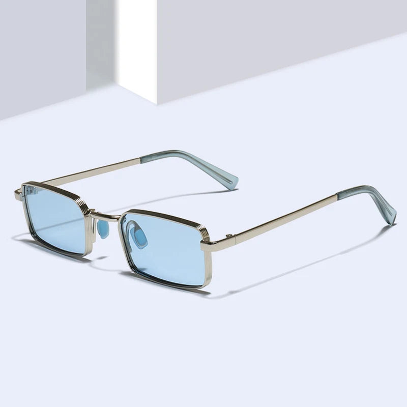JNPCXI Ins Popular Fashion Candy Color Rectangle Sunglasses Women Retro Metal Men Outdoor Sun Glasses