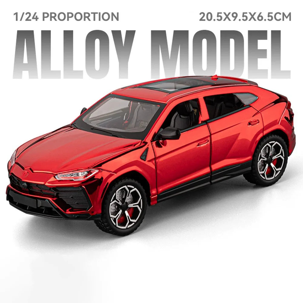 1:24 Lambor URUS Model Toys Diecast Alloy Car Doors Opened Sound Light Pull Back Shock Absorption Vehice Children Christmas Gift