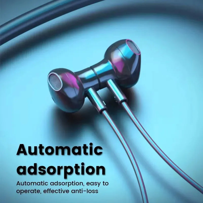 Pro Sports Magnetic Bluetooth Headphones In-ear Neck Strap Headphones 9D Surround Sound Music Headphones With Microphone 2025