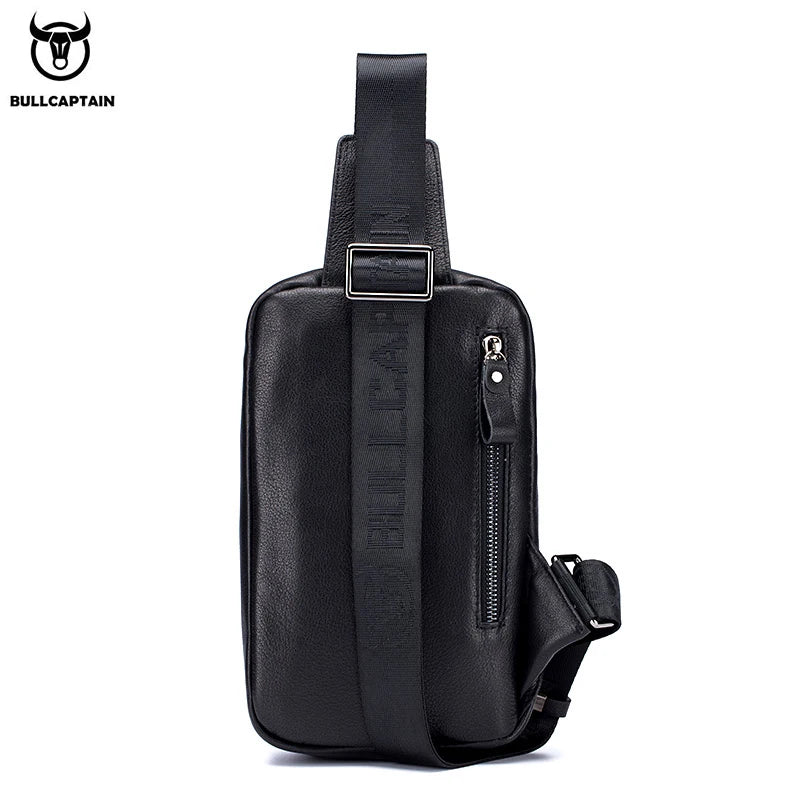 BULLCAPTAIN Chest Bag For Men Male Crossbody Bages Summer Short-Distance Chest Bag's Leather Bags Casual Business Chest Pack