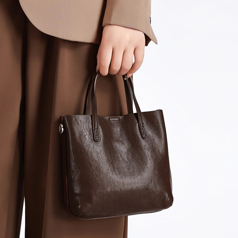 2026 New Women's Genuine Leather Handbag Luxury Designer's Shoulder Tote Bag Ladies Vintage Top-Handle Bags Female Underarm Bags