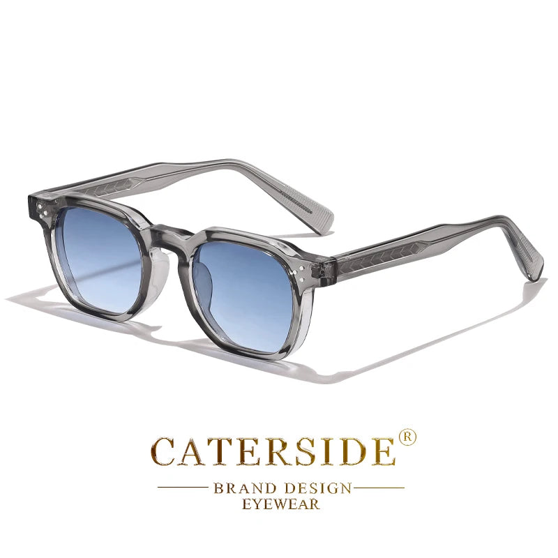 CATERSIDE New Square Men's Sunglasses Personalized Temple Tips Design Sun Glasses Women's Travel Party Eyewear Festival Gift