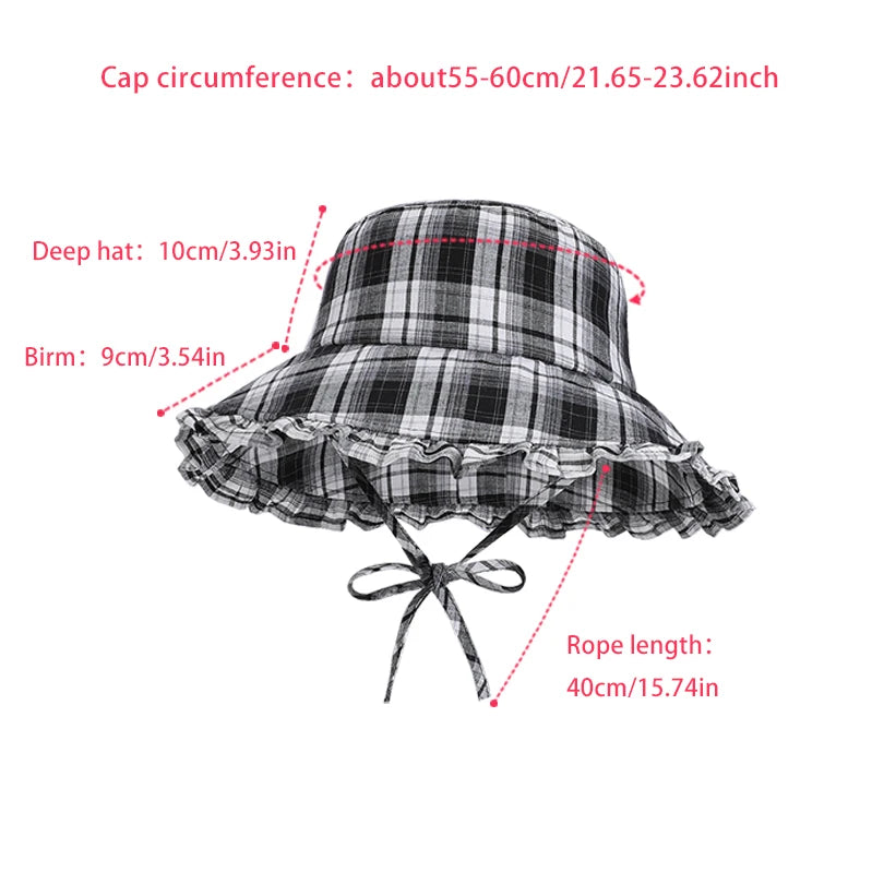 6154-New spring and summer style women's outdoor travel sun hat with laceandwidebrimforsunprotection.Retroandfashionablesstriped