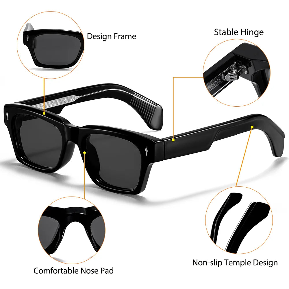 CATERSIDE Men's Polarized Fashion Sunglasses Thick Square Frame Eyeglass Women's Retro Casual Outdoor Essentials Glasses UV400
