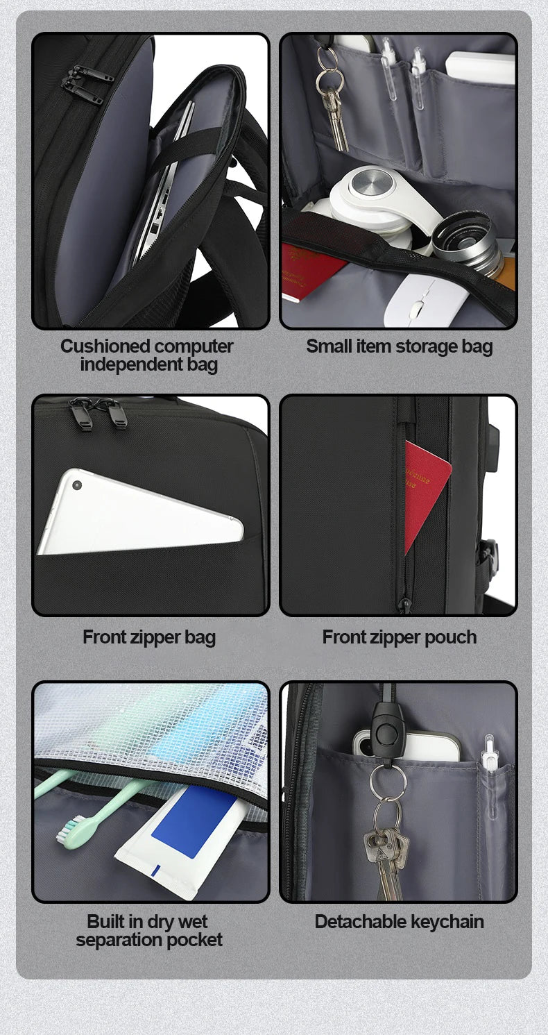 SWISS MILITARY Expandable Men Backpack Waterproof 15.6in Travel Laptop Backpack