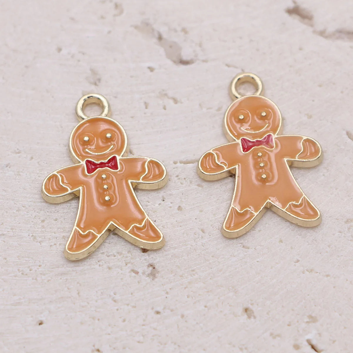 10Pcs Gold Plated Enamel Gingerbread Charm Pendant for Jewelry Making Bracelet Necklace DIY Earrings Accessories Craft Findings