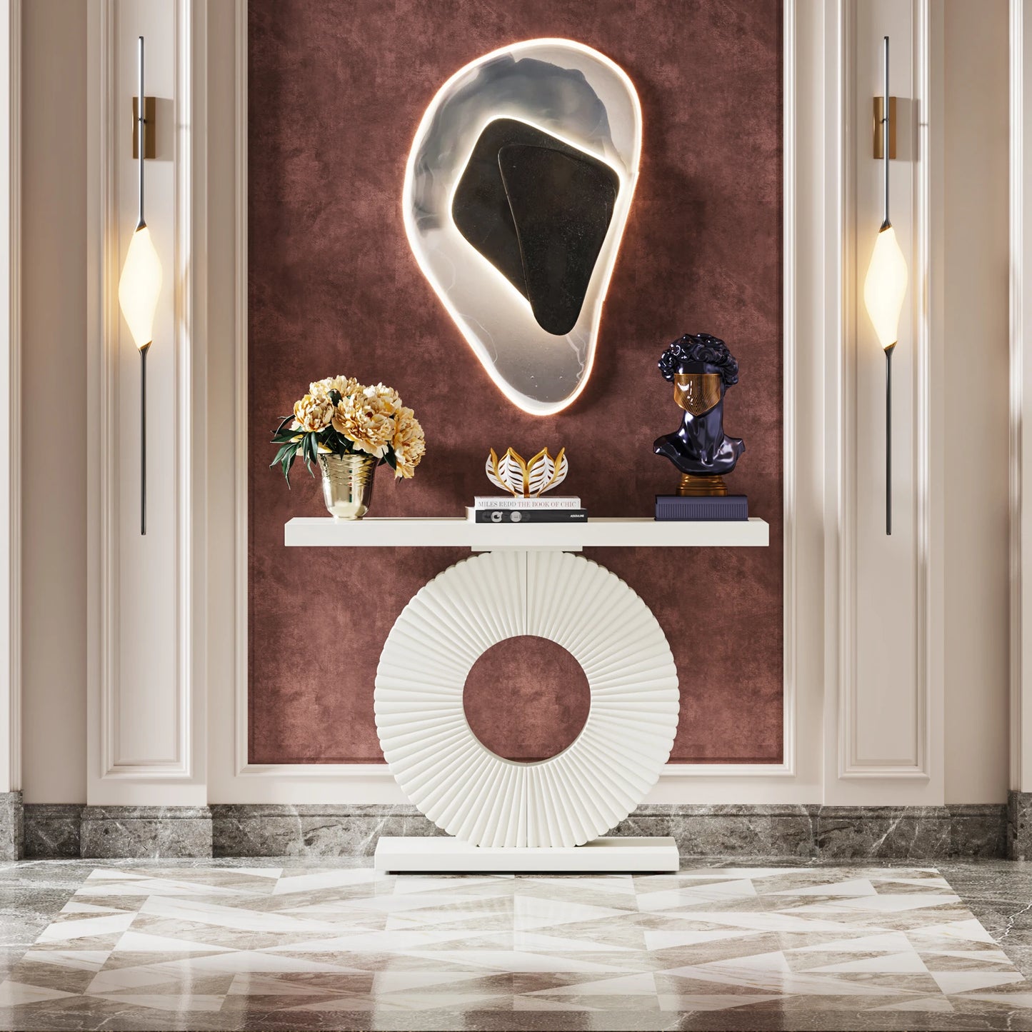 Tribesigns Modern Console Table w/ Geo Base, 40" Wood Entryway Table Sofa Table