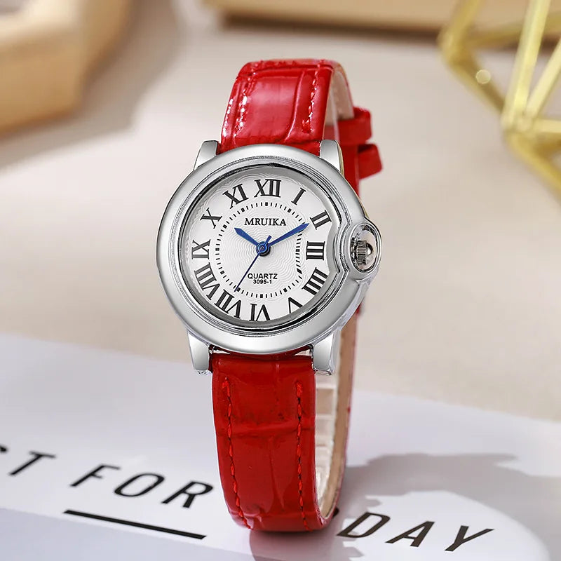 Hot Top Brand Luxury Women's  Atmosphere Rome Dial Quartz Watches Fashion Lady Leather Strap Wristwatch Love Gift Relógio