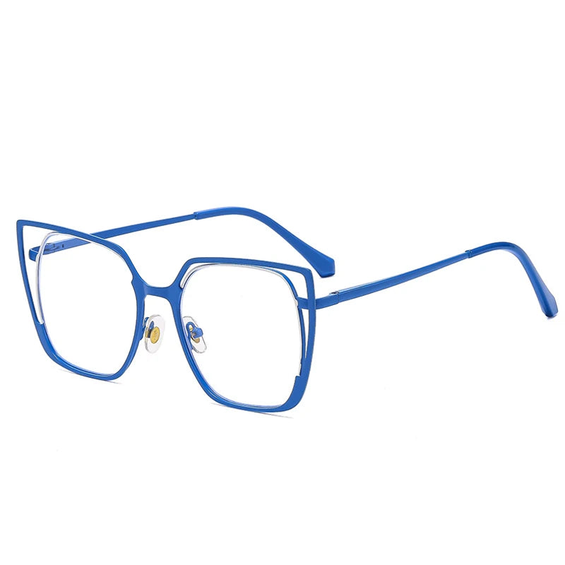 JNPCXI New Square Hollow Out Large Frame Flat Mirror 2026 New Anti Blue Light Fashion Glasses Frame