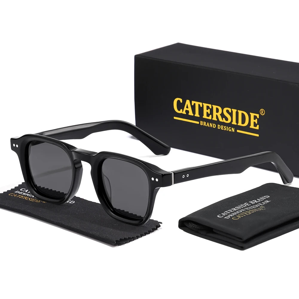 CATERSIDE Square Polarized Sunglasses Men Retro Large Acetate Frame Women Sun Glasses Punk Outdoor Driving Travel Eyewear UV400
