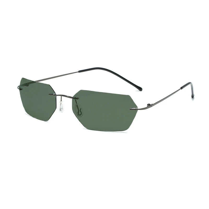 CATERSIDE Polarized Rimless Sunglasses Men 100% Titanium Ultralight Polygonal Sun Glasses Woman Cosplay Driving Party Eyewear