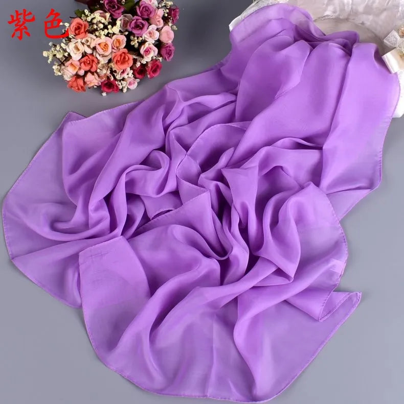 New Fashion Temperament Pure Monochrome Women's Long Chiffon Scarves Wholesale Yiwu Plain Pure Color Small Scarves