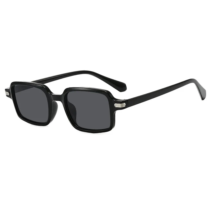 JNPCXI New Fashion Rectangle Women Sunglasses Clear Green Ocean Gradient Lens Shades UV400 Men Rivets Sun Glasses Metal Hinge