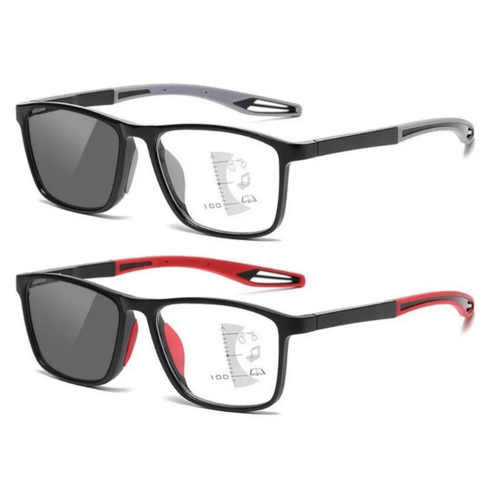 3in1 Photochromic Multifocal Reading Glasses Progressive Look Far And Near Eyeglasses Men Sport TR90 Frame Anti Blue Light Grade