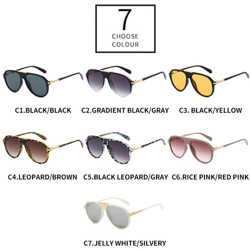 JNPCXI New Pilot Sunglasses Women Fashion Gradient Mirror Shades UV400 Retro Jelly Color Trending Men Outdoor Sun Glasses