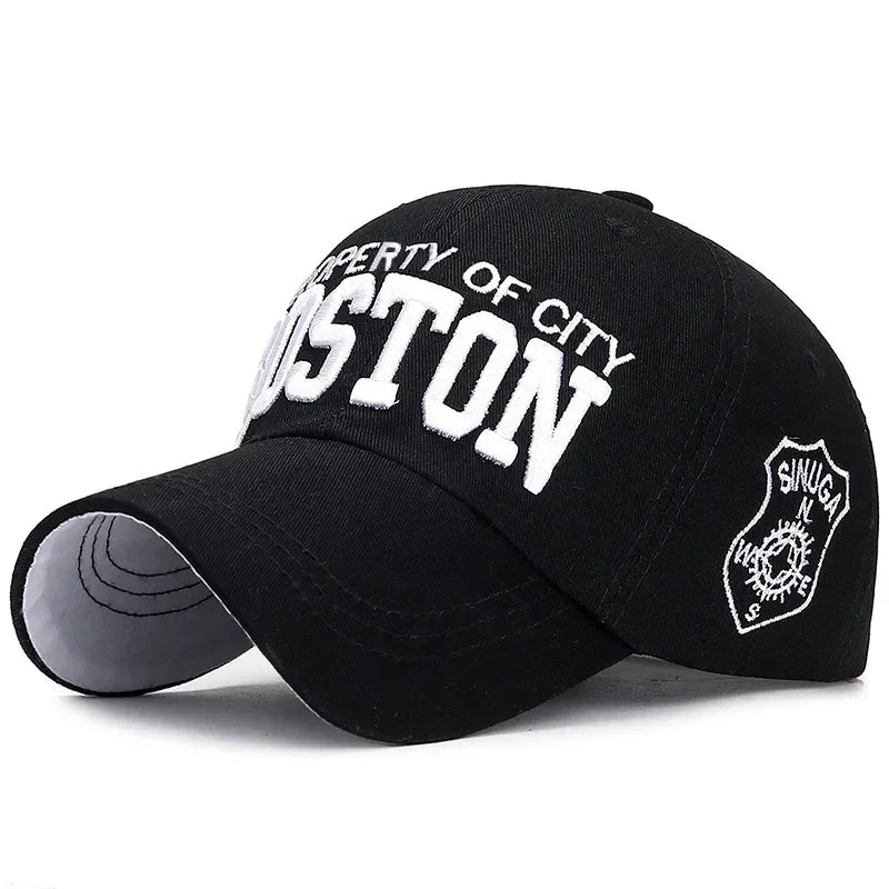 BOSTON Embroidered Baseball Caps, Snapback Designer Men Golf Trucker Hats