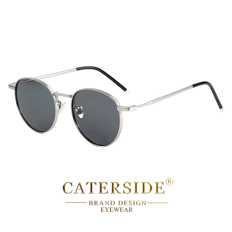 CATERSIDE New Retro Round Polarized Sunglasses Men Metal Small Frame Punk Sun Glasses Women Fashion Party Outdoor Driving UV400