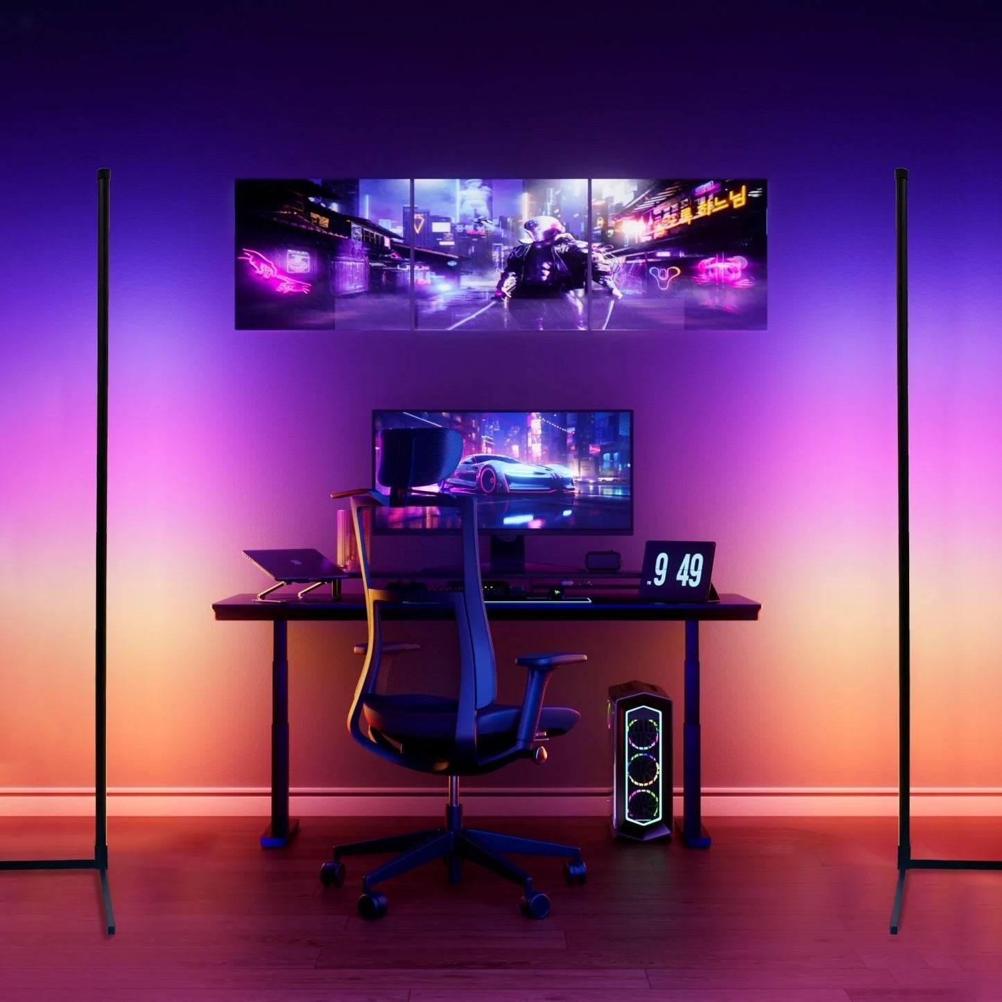 RGB LED smart modern floor lamp music sync 16 million DIY color change for rooms